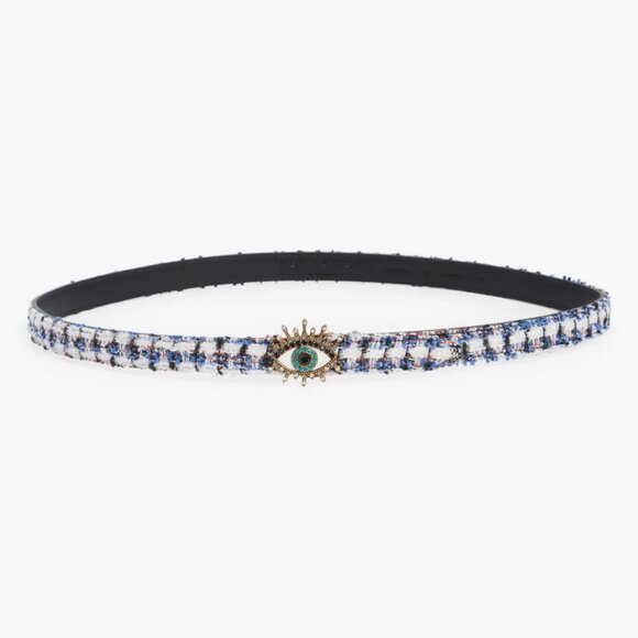 Kurt Geiger London Tweed Evil Eye Buckle Belt